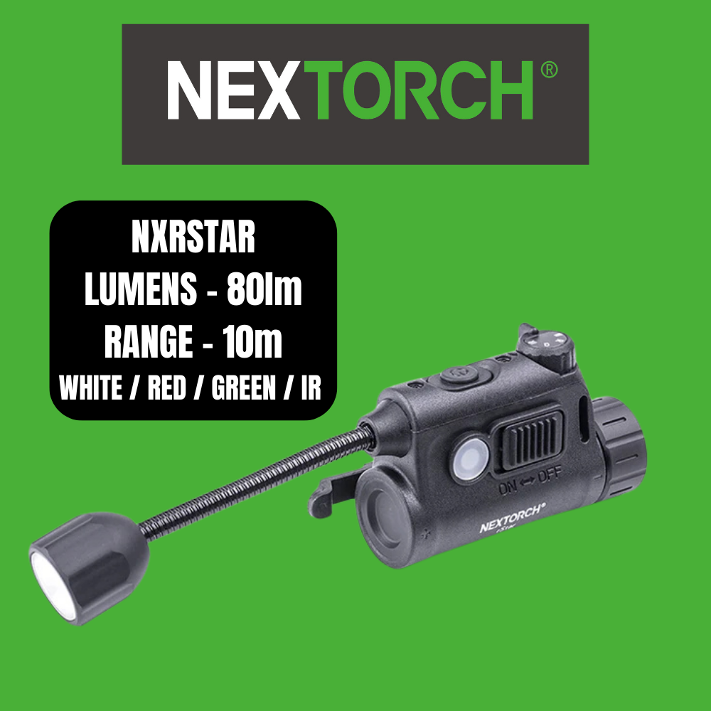 NEXTORCH rStar Multi-Light Source Tactical Helmet Light – White/Red/Green/IR + IFF Beacon