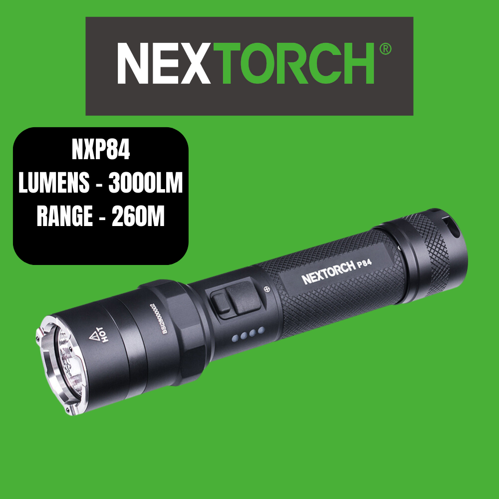 Nextorch P84 Rechargeable Torch, Glass Breaker, Battery Indicator, Turbo Mode, Emergency Signal