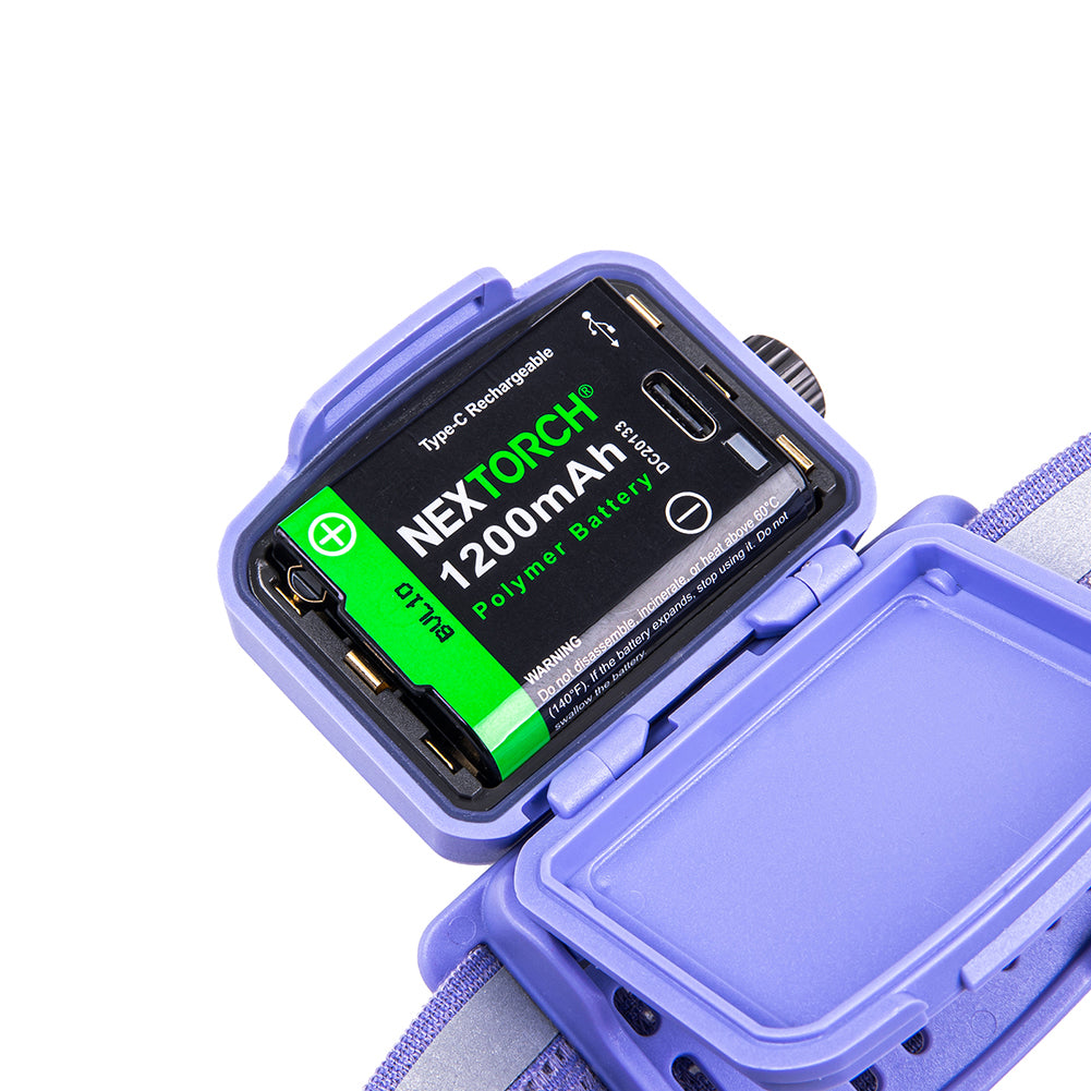 NEXTORCH eStar 1300Lm Dual-Beam White / Red Headlight – Rechargeable + Spare Battery + AAA Compatible – Black