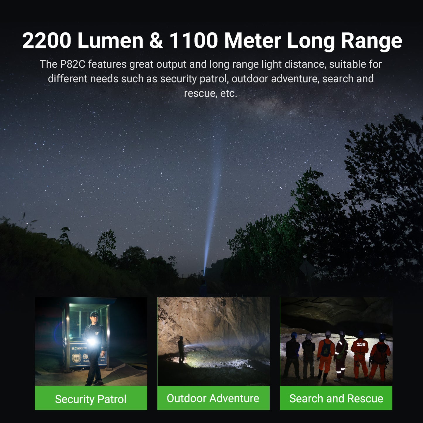 Nextorch P82C 2200 Lumen Long-Range Flashlight | High-Powered LED Torch with 1,000m Beam Distance and Waterproof Design image 4