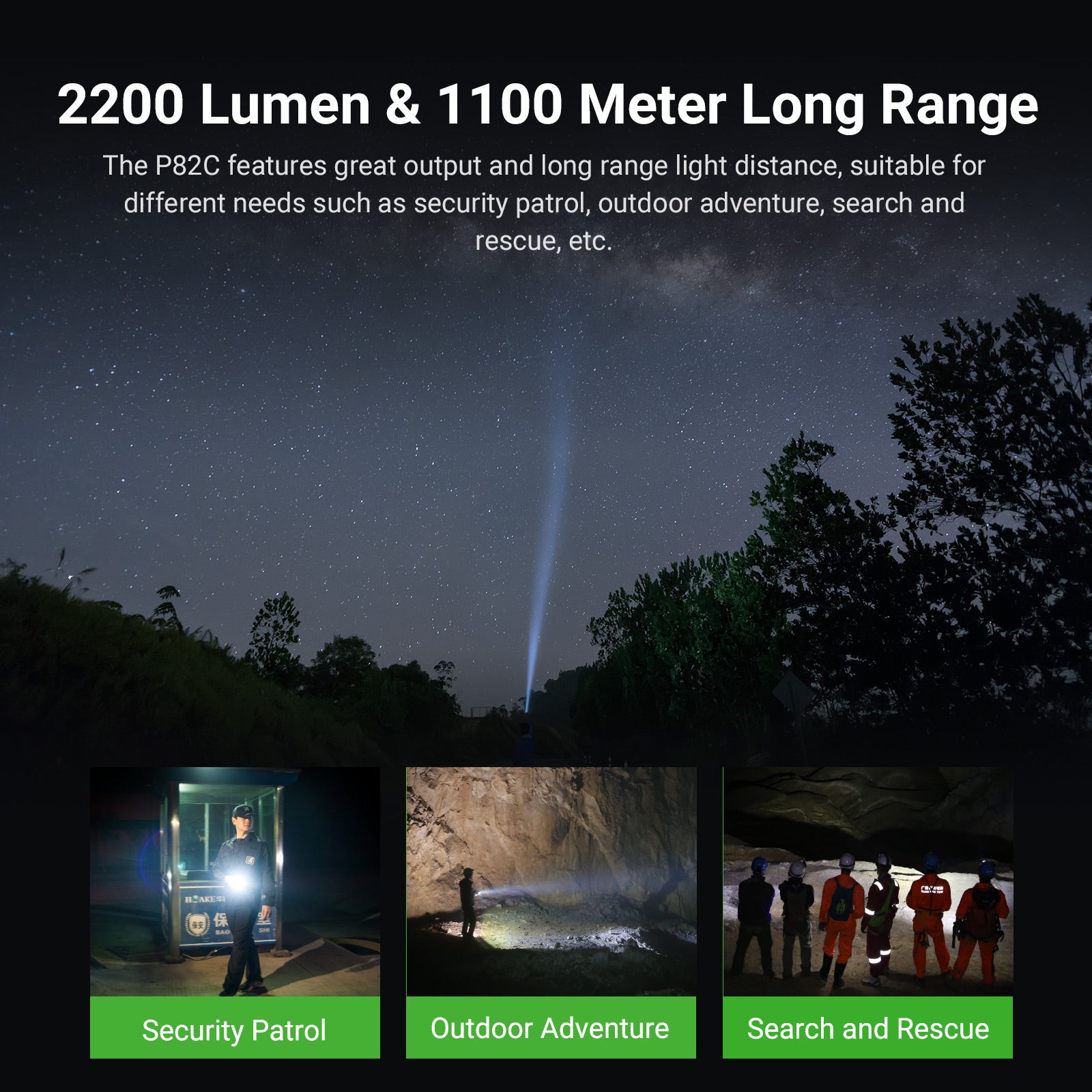 Nextorch P82C 2200 Lumen Long-Range Flashlight | High-Powered LED Torch with 1,000m Beam Distance and Waterproof Design image 4