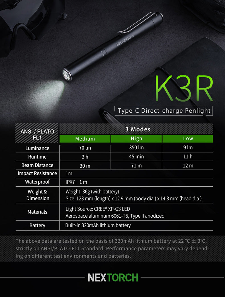 Nextorch Rechargeable Penlight, 350lm, 70m Range - NXK3R image 10