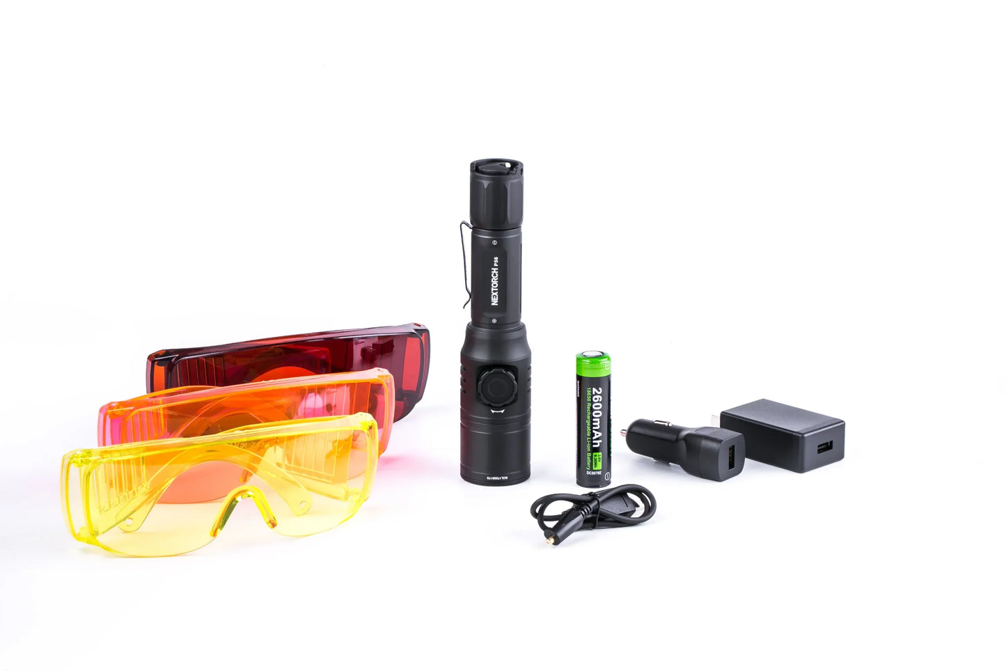 Nextorch P56 Led Forensic Light Sources Kit, Wh/Bl/Rd/Gr/IR/UV LED, Rotary Switch, Hard Case