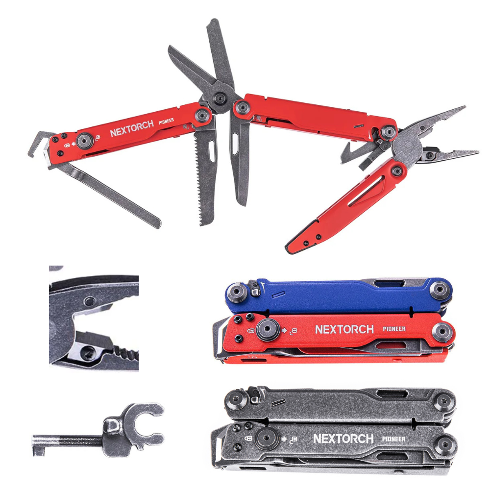 Nextorch Multi-Tool Pioneer, Rescue Shears, Seatbelt Cutter, Pocket Clip, 14 Functions with Sheath - NXMT20