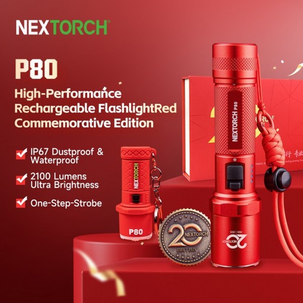 Nextorch P80 20‑Year Anniversary Tactical Flashlight | 2,100 Lumens USB‑C (Limited Edition)