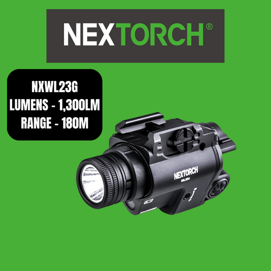 Nextorch WL23 1,300 Lumen Gear‑Mounted Illuminator + Green Laser Module