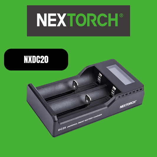NEXTORCH DC20 Universal Battery Charger – Dual-Slot, LCD Display, 0V Activation image 0