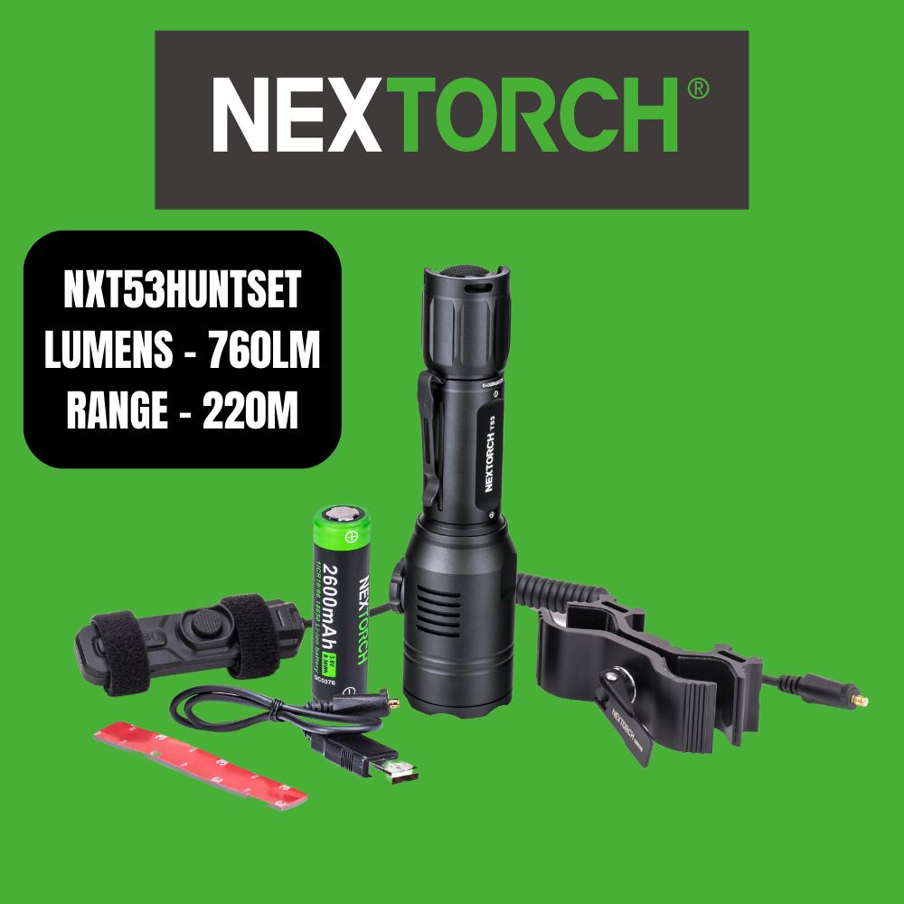 Nextorch Hunting Set Rechargeable Torch, Multi Colour, White/Green/Red LED, 5 Modes Per Colour - NXT53HUNTINGSET image 0