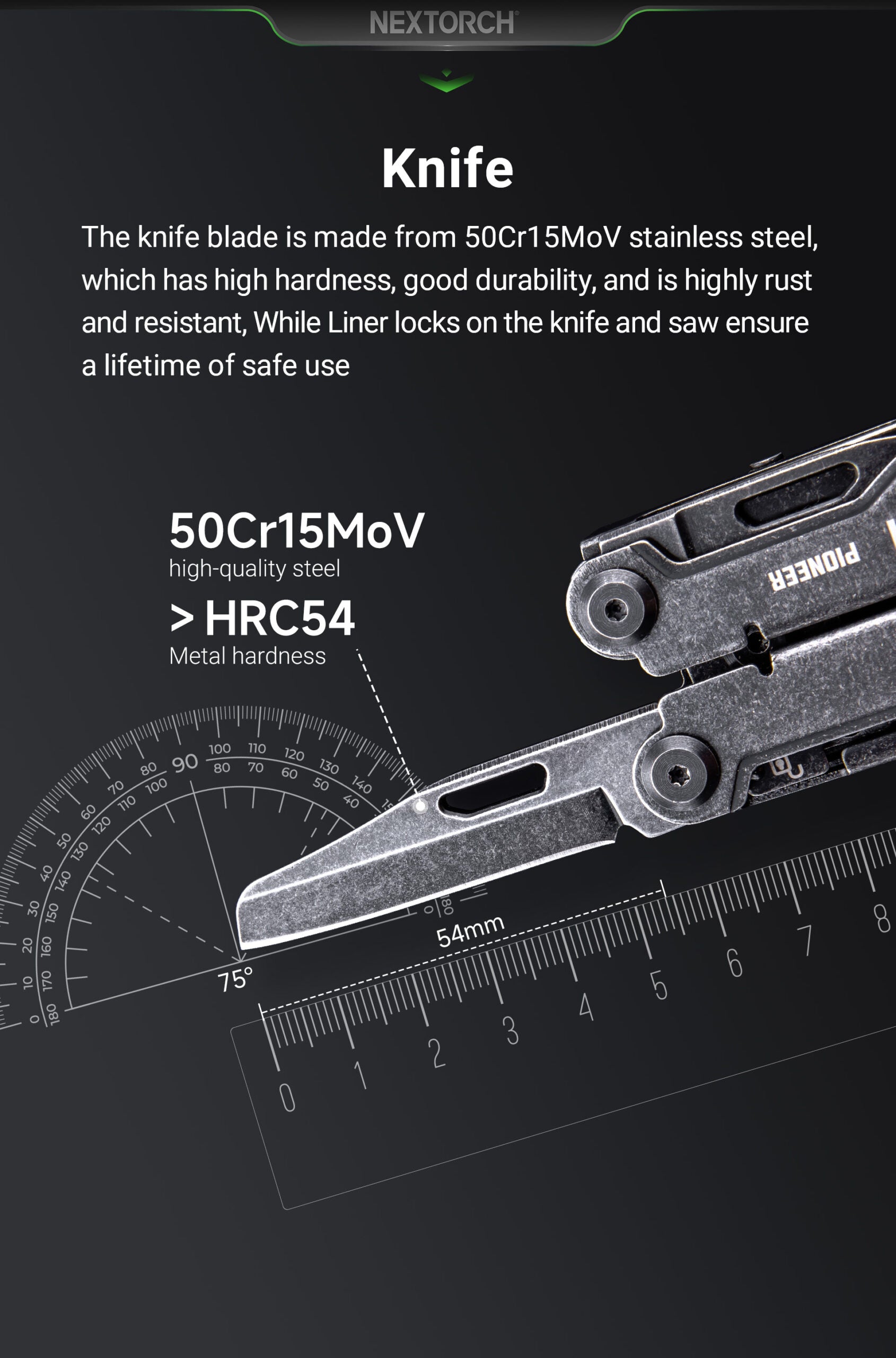 Nextorch Multi-Tool Pioneer, Rescue Shears, Seatbelt Cutter, Pocket Clip, 14 Functions with Sheath - NXMT20 image 6