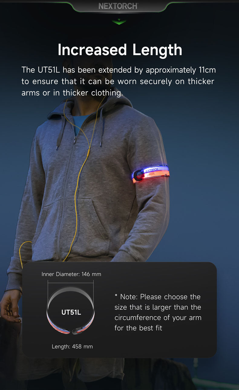 Nextorch UT51L Red/Blue Flashing Warning Bracelet | Rechargeable LED Safety Bracelet for Visibility and Protection image 5