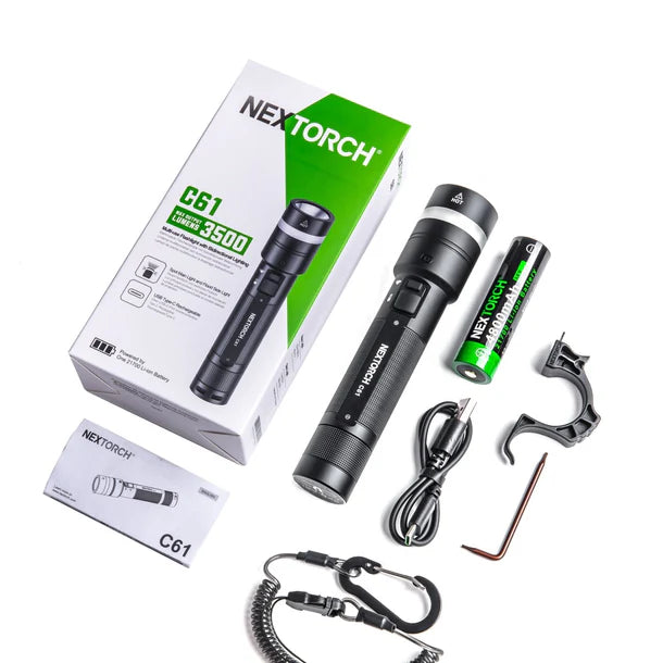 Nextorch C61 Dual‑Beam Flashlight – 3,500 Lumen Spot & 360° Flood with Stepless Dimming